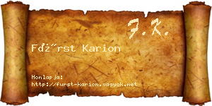 Fürst Karion névjegykártya